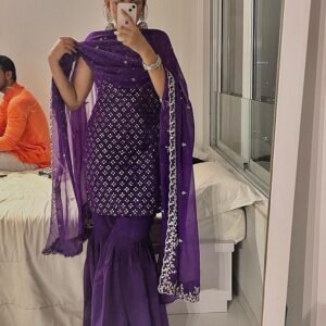 Mansi in Purple Color Sequence Work Soft Georgette Designer Three Piece Suit